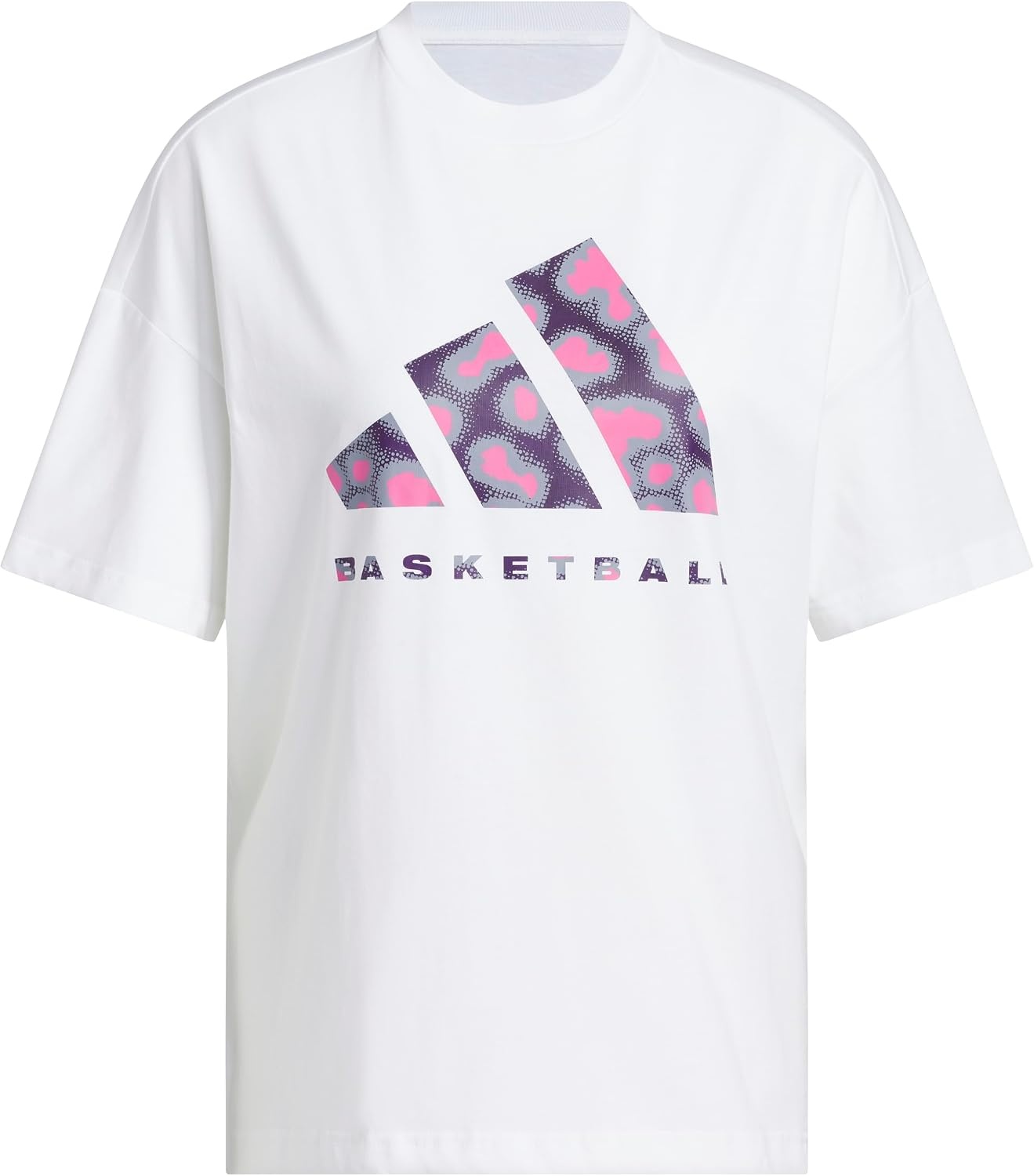 image:imageadidas Womens Basketball Camouflage Logo TShirtWhiteSilver Violet