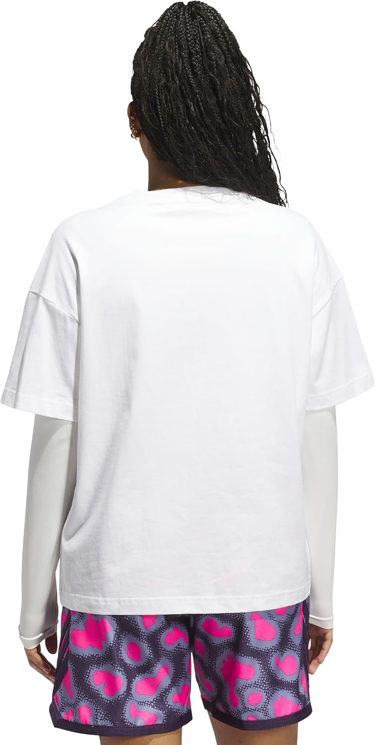 image:imageadidas Womens Basketball Camouflage Logo TShirtWhiteSilver Violet
