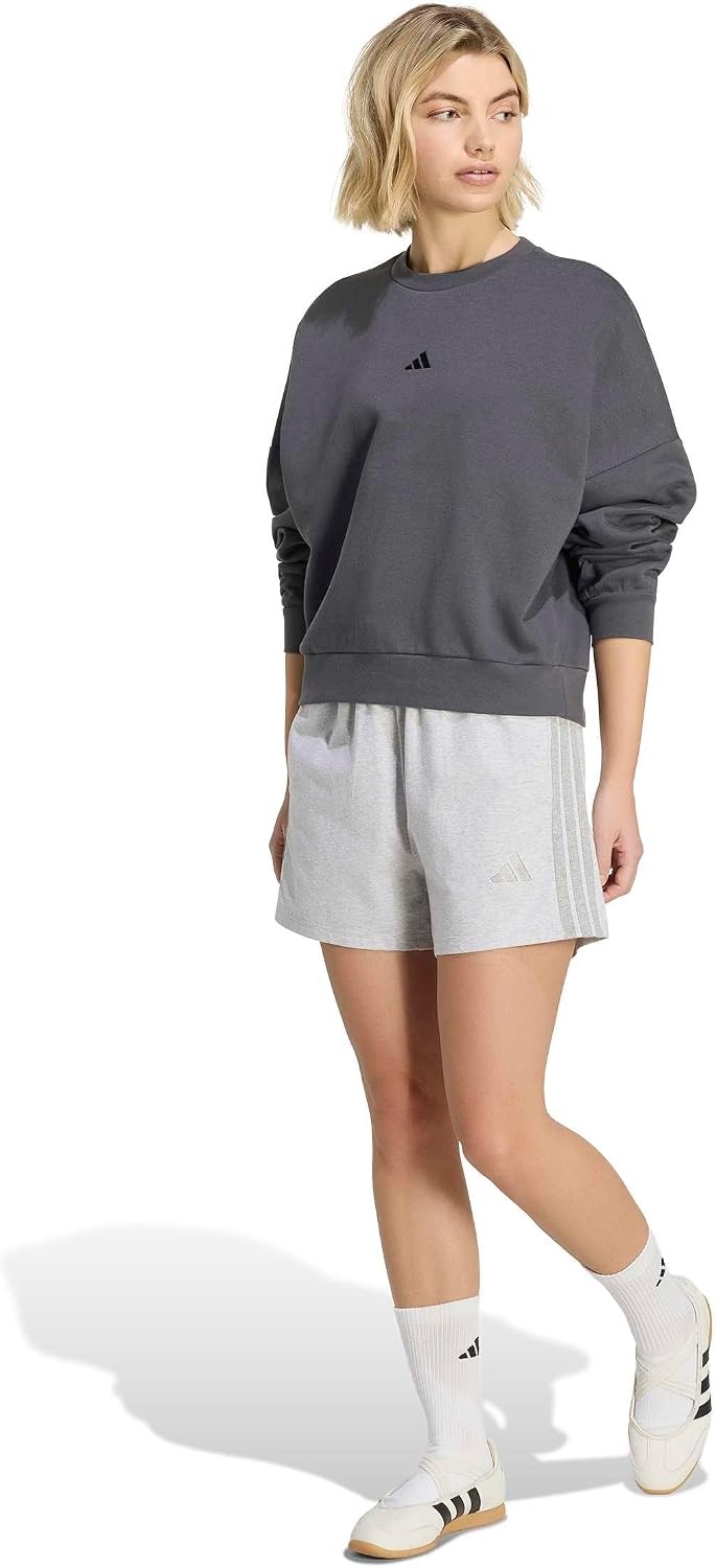 image:imageadidas Womens Essentials 3Stripes Cotton ShortsLight Grey Heather