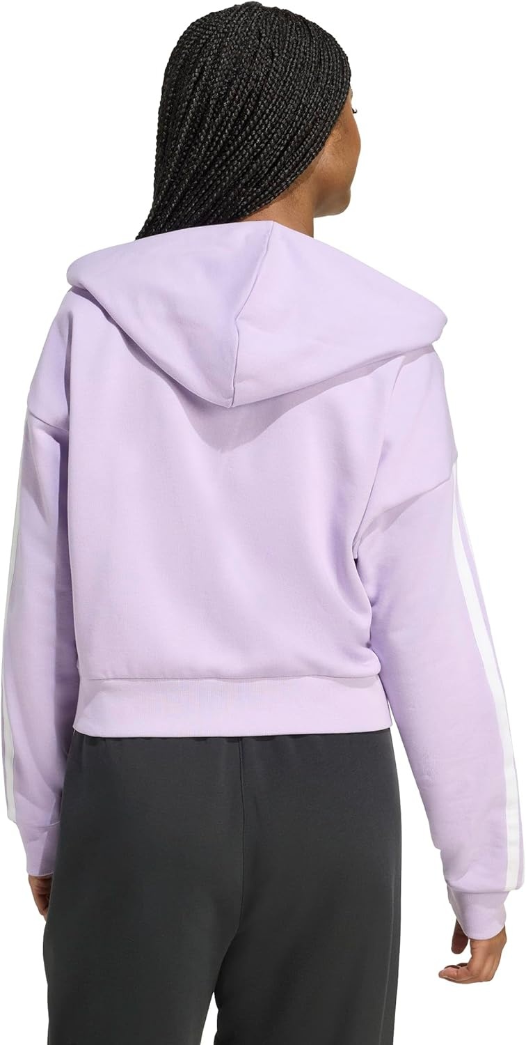 image:imageadidas Womens Essentials 3stripes French Terry Fullzip HoodiePowder PlumWhite