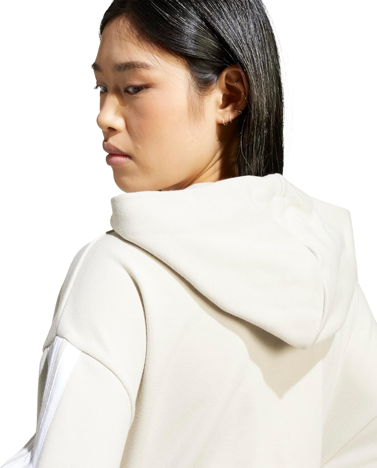 image:imageadidas Womens Essentials 3stripes French Terry Fullzip HoodieWonder AluminaWhite