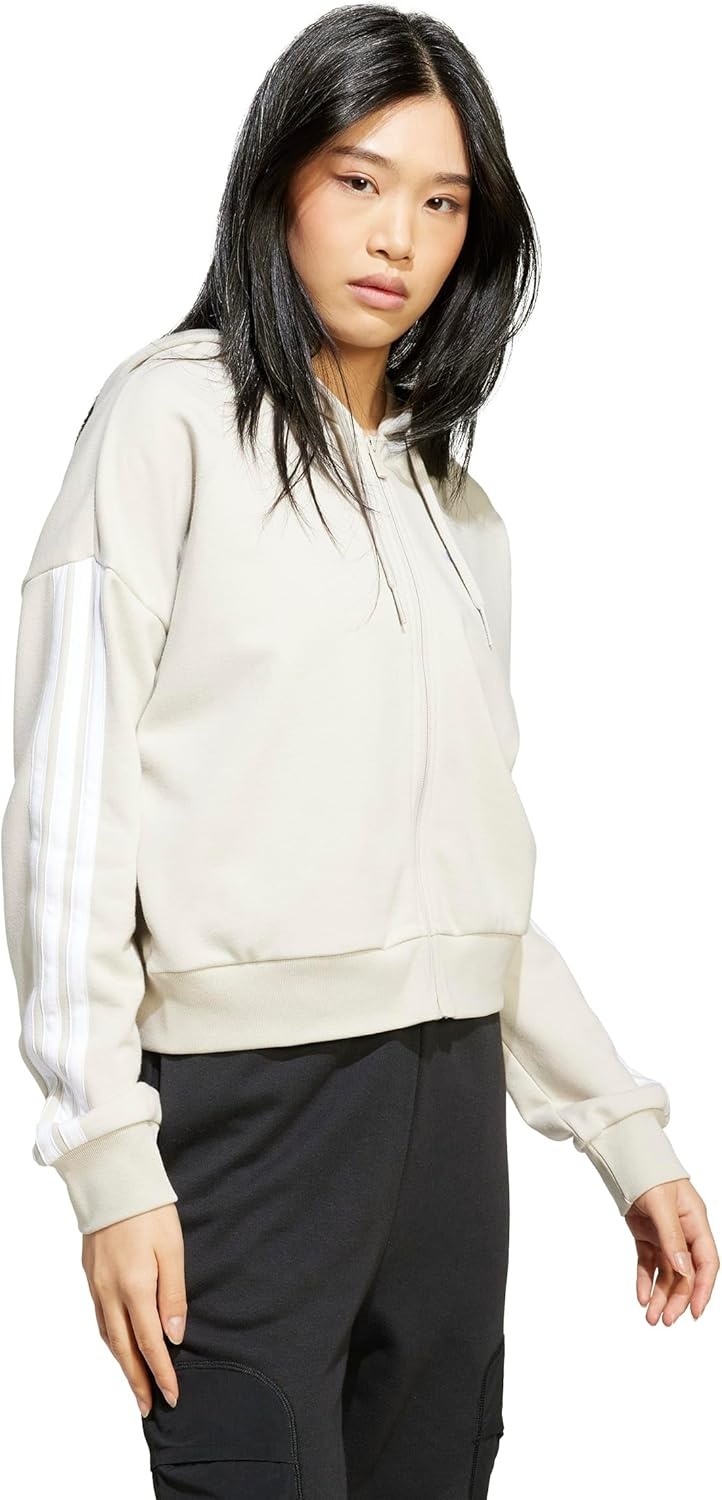 image:imageadidas Womens Essentials 3stripes French Terry Fullzip HoodieWonder AluminaWhite
