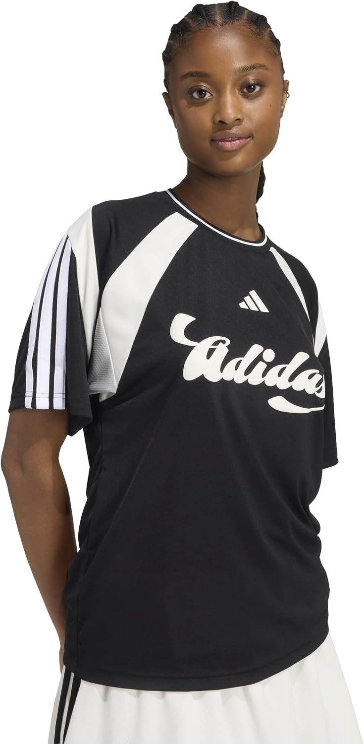 image:imageadidas Womens House of Tiro Graphic Jersey BlackOff WhiteWhite Large