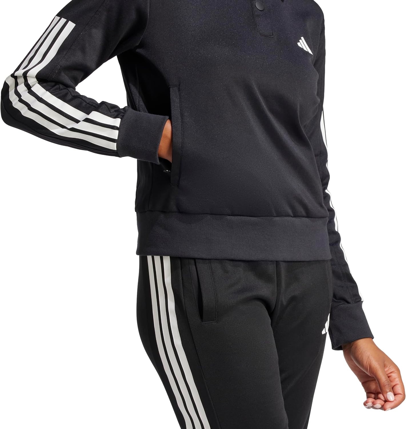 image:imageadidas Womens Iconic 3stripes Snap Track TopBlackBlack