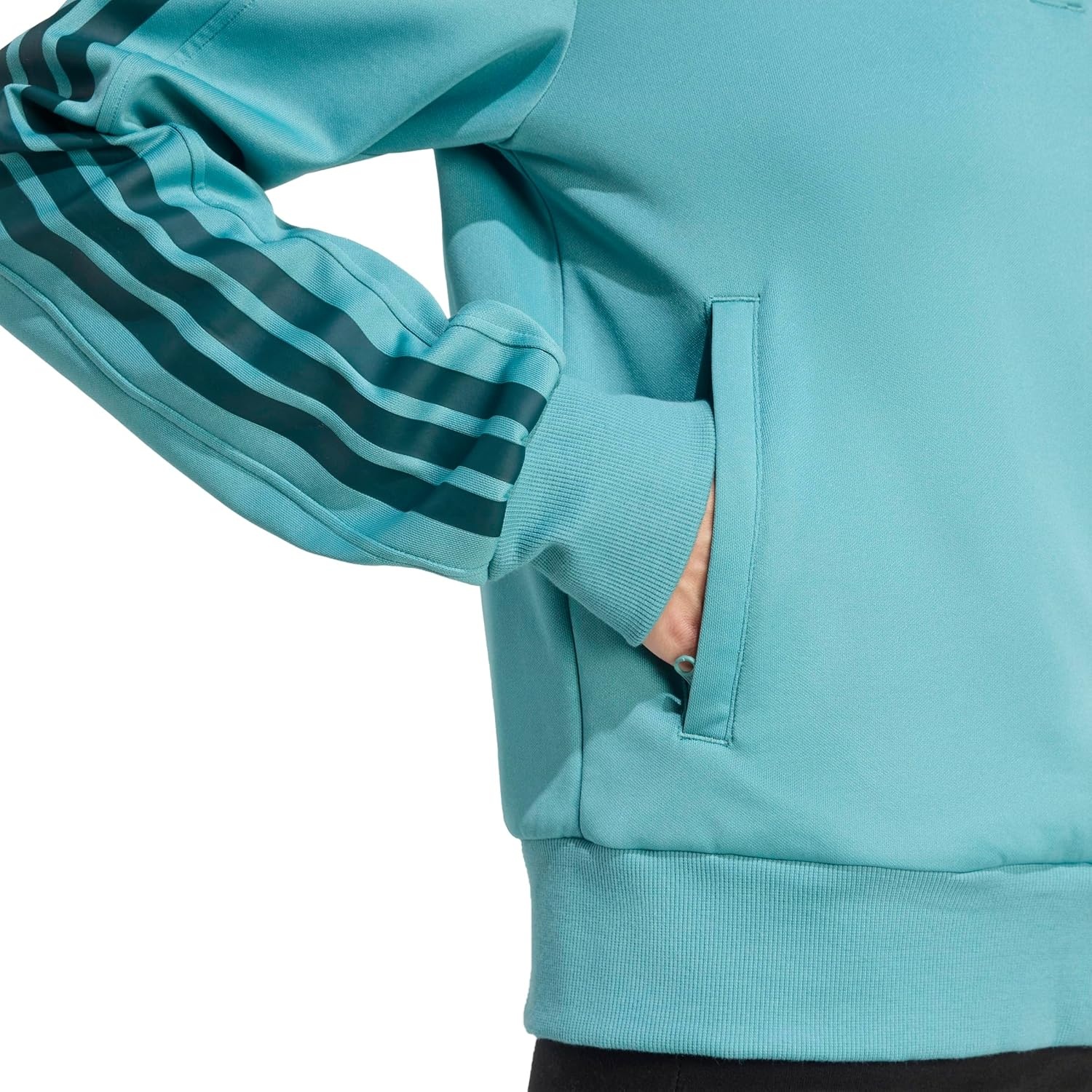 image:imageadidas Womens Iconic 3stripes Snap Track TopPowder TealAurora Ivy