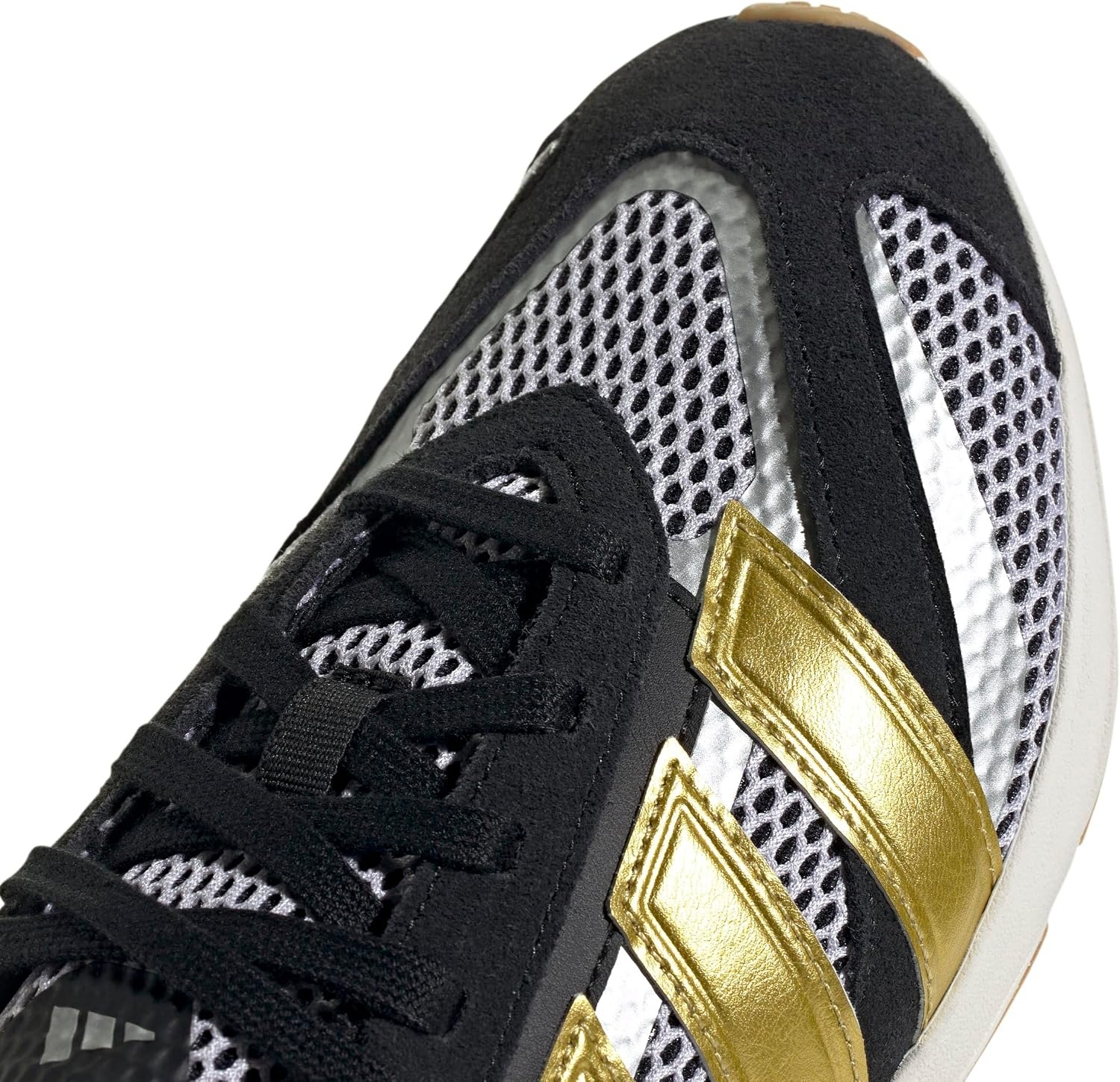 image:imageadidas Womens Lightblaze Lp Lace Up Sneakers Shoes Casual BlackBlackGold MetallicSilver Metallic