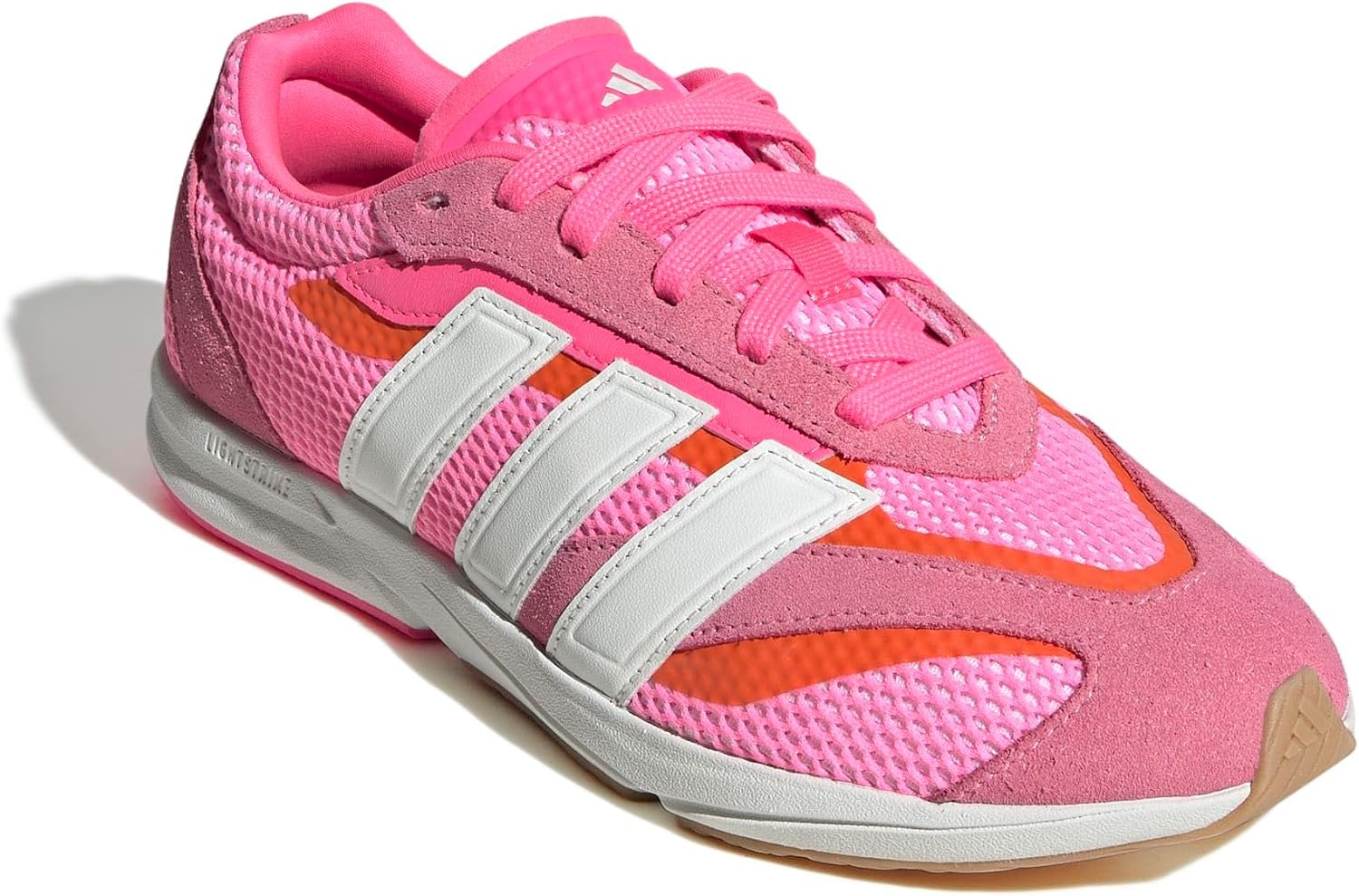 image:imageadidas Womens Lightblaze Lp Lace Up Sneakers Shoes Casual BlackLucid PinkWhiteImpact Orange