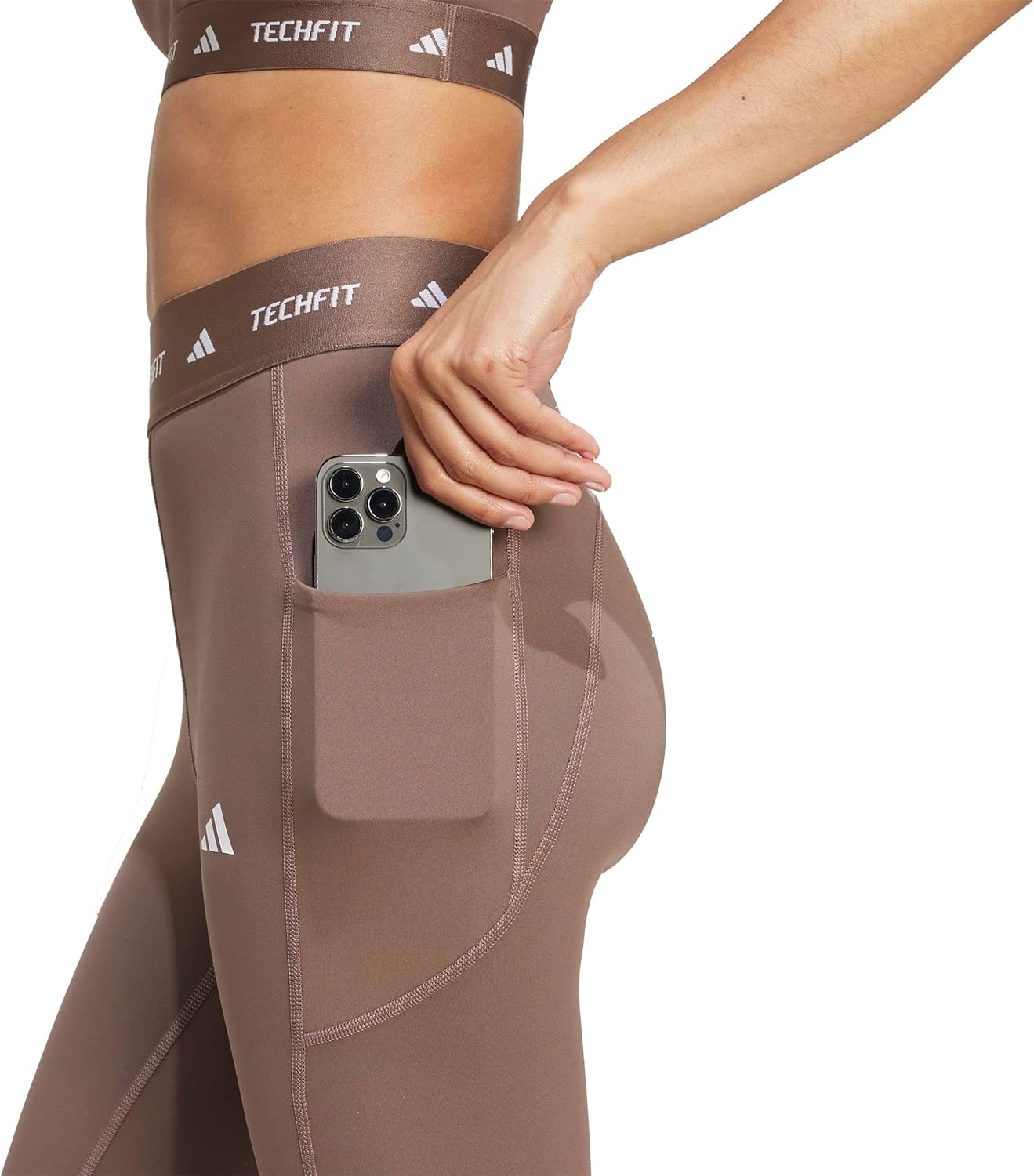 image:imageadidas Womens Techfit Stash Pocket FullLength LeggingsEarth Strata