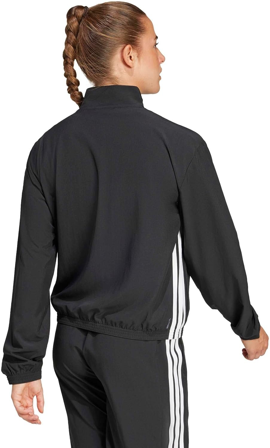 image:imageadidas Womens Train Essentials 3Stripes Woven Warm Up JacketBlackWhite