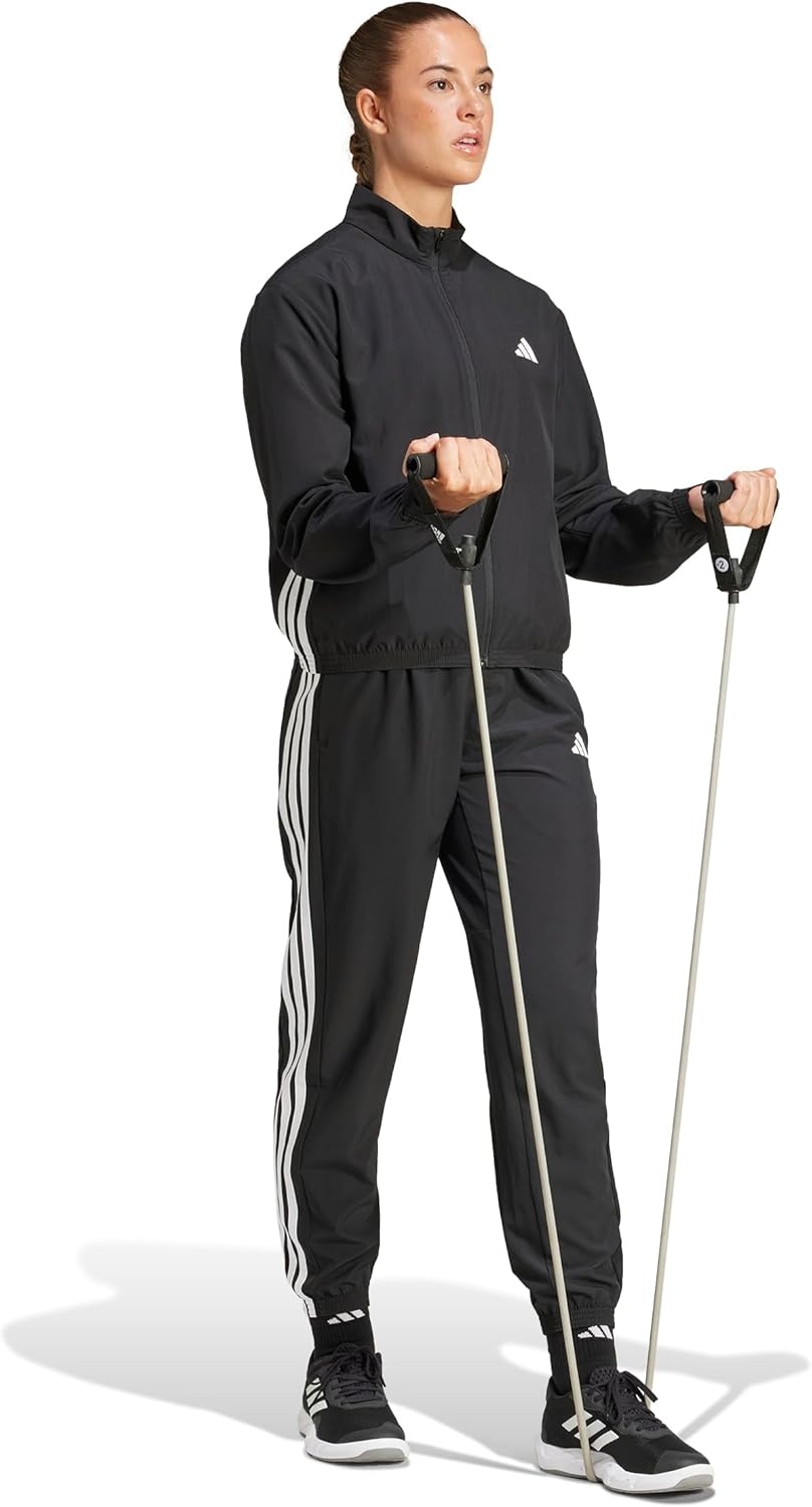 image:imageadidas Womens Train Essentials 3Stripes Woven Warm Up JacketBlackWhite