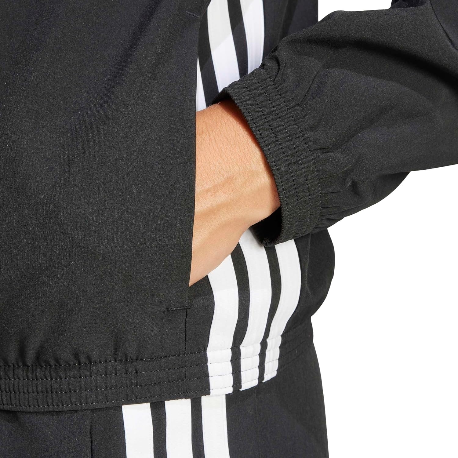 image:imageadidas Womens Train Essentials 3Stripes Woven Warm Up JacketBlackWhite