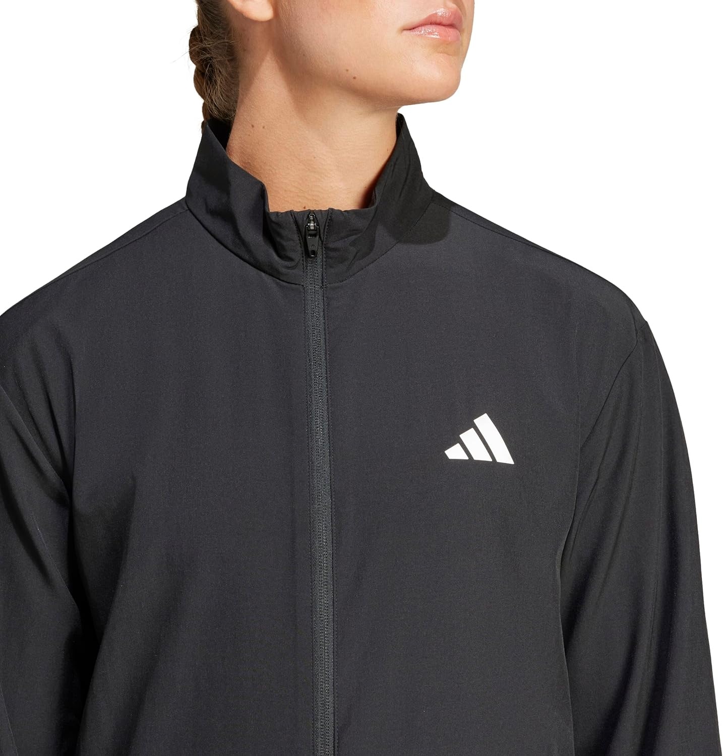 image:imageadidas Womens Train Essentials 3Stripes Woven Warm Up JacketBlackWhite