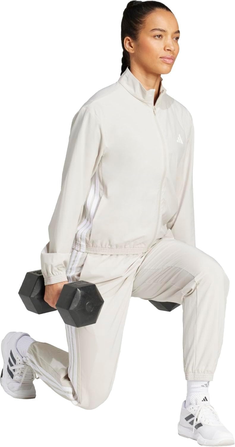 image:imageadidas Womens Train Essentials 3Stripes Woven Warm Up JacketWonaluWhite