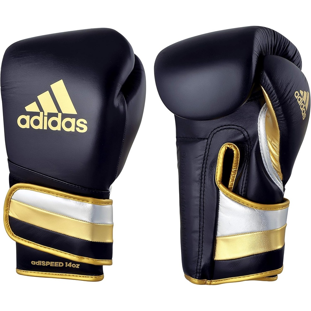 image:imageadidas AdiSpeed 501 Pro Kickboxing amp Boxing Gloves for Men amp Women Leather Training Gloves for Heavy Bag Sparring amp FitnessMET BLACKSILVERGOLD
