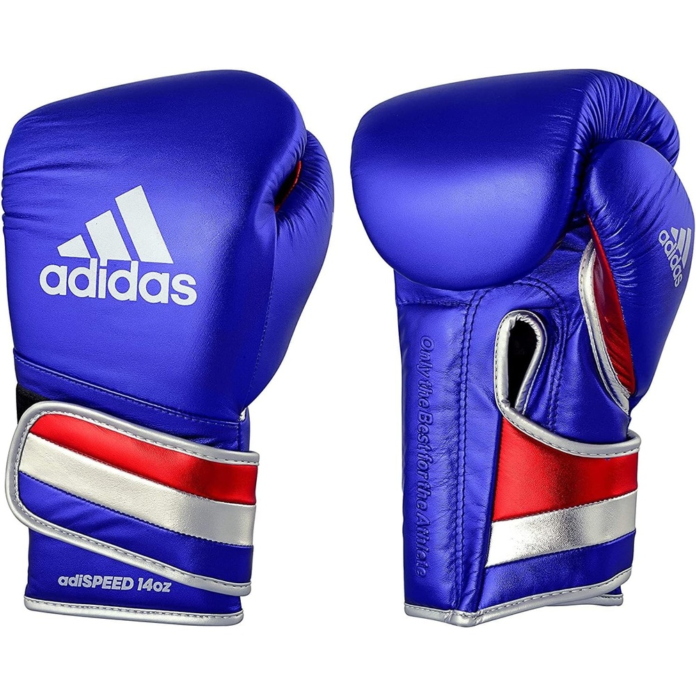 image:imageadidas AdiSpeed 501 Pro Kickboxing amp Boxing Gloves for Men amp Women  Leather Training Gloves for Heavy Bag Sparring amp FitnessMET BLUEREDSILVER