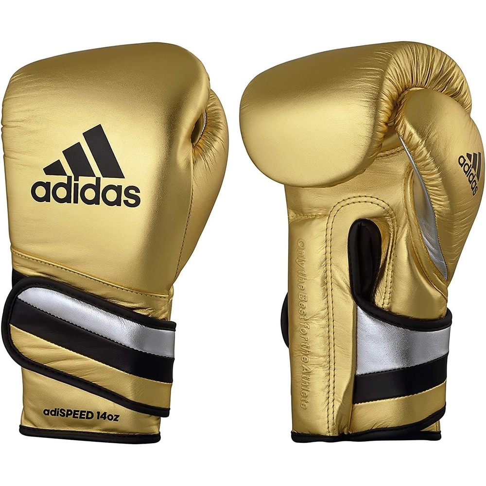 image:imageadidas AdiSpeed 501 Pro Kickboxing amp Boxing Gloves for Men amp Women  Leather Training Gloves for Heavy Bag Sparring amp FitnessMET GOLDSILVERBLACK