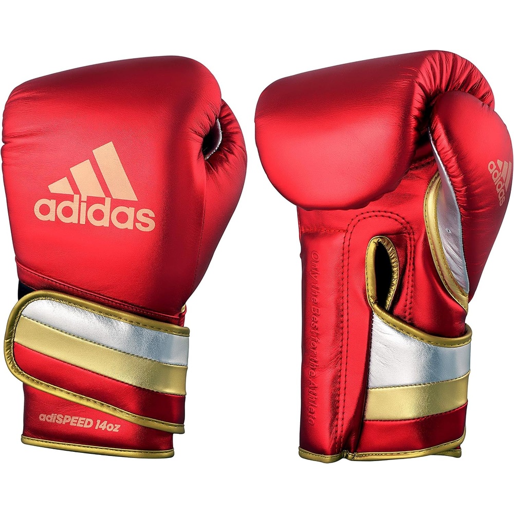 image:imageadidas AdiSpeed 501 Pro Kickboxing amp Boxing Gloves for Men amp Women  Leather Training Gloves for Heavy Bag Sparring amp FitnessMET REDGOLDSILVER
