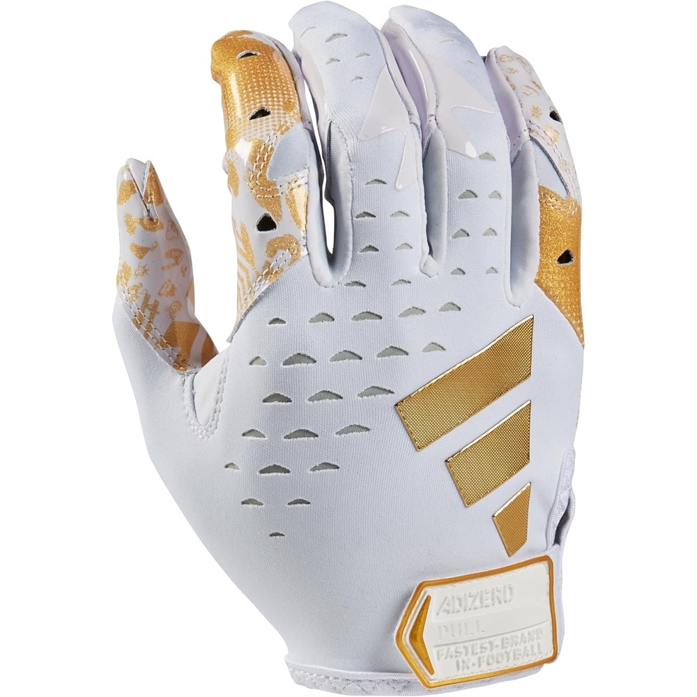 image:imageadidas Adizero 13 Football Receiver GlovesWhiteMetallic Gold V2
