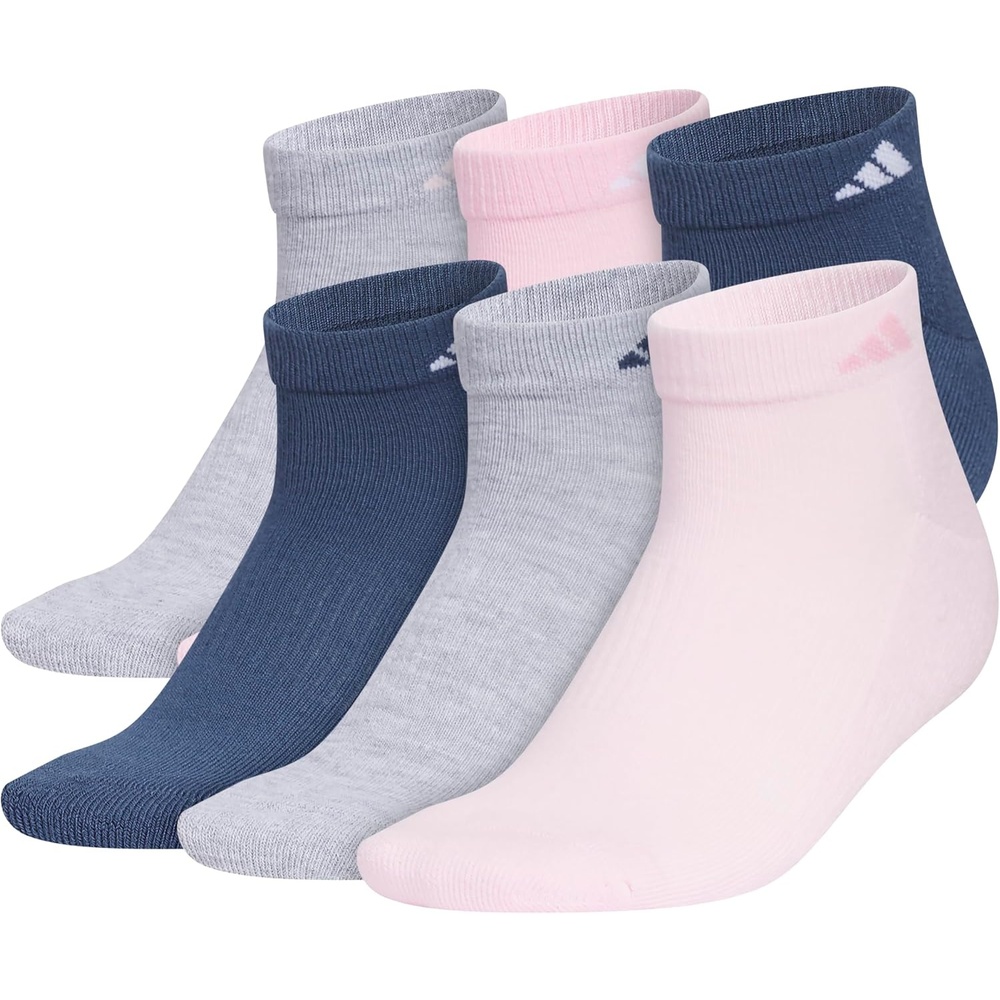 image:imageadidas Athletic 6Pack Low Cut SocksCool Light HeatherClear PinkDark Blue