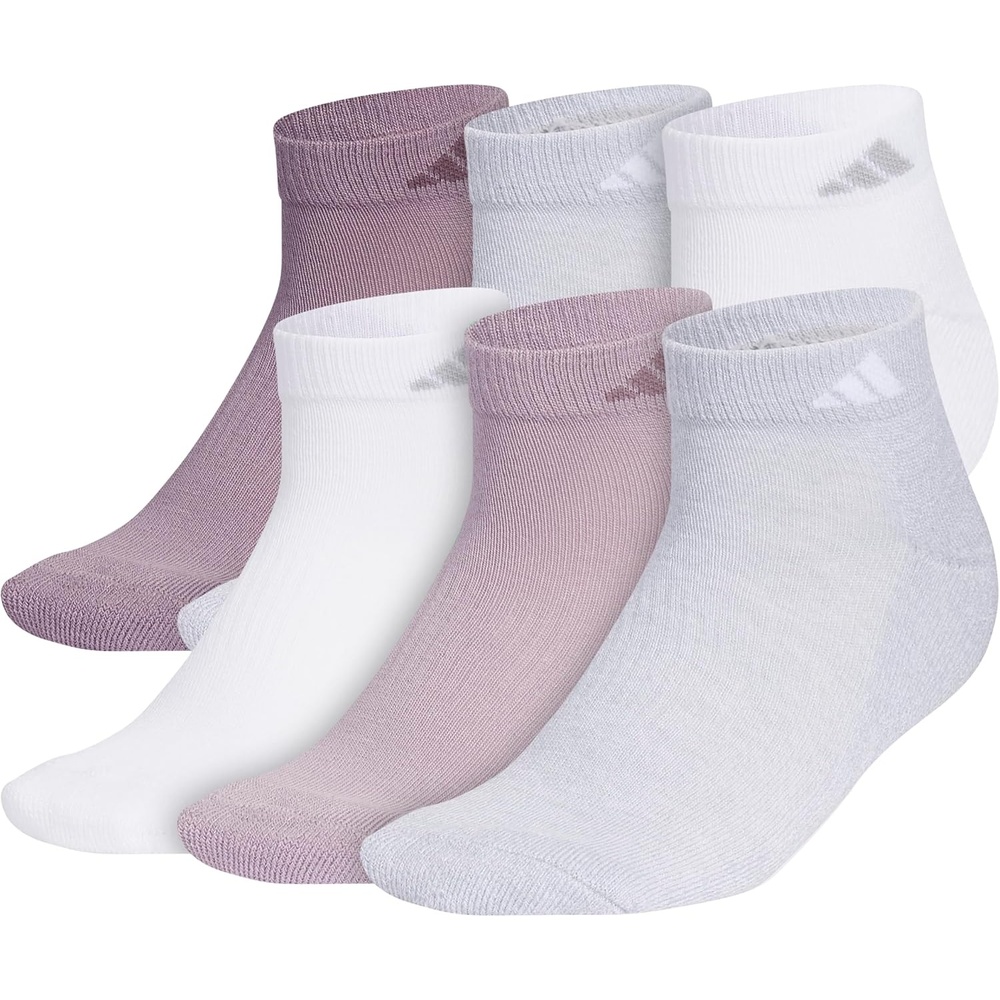 image:imageadidas Athletic 6Pack Low Cut SocksPreloved Fig PurpleClear Onix GreyWhite