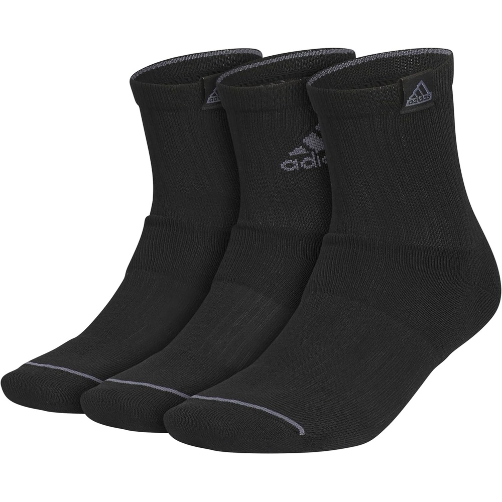image:imageadidas Mens Cushioned High Quarter Socks 3 Pairs Durable amp ComfortableBlackOnix Grey3