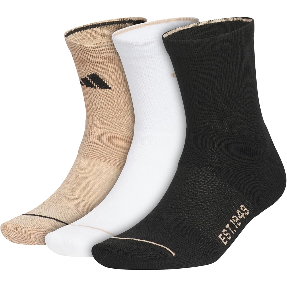 image:imageadidas Mens Cushioned High Quarter Socks 3 Pairs Durable amp ComfortableWarm Sandstone BeigeWhiteBlack4