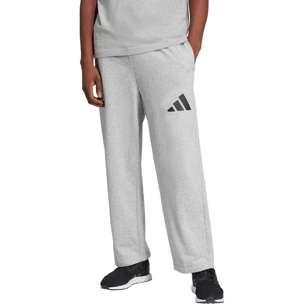 image:imageadidas Mens Essentials 3bar Wide Leg PantsMedium Grey HeatherBlack