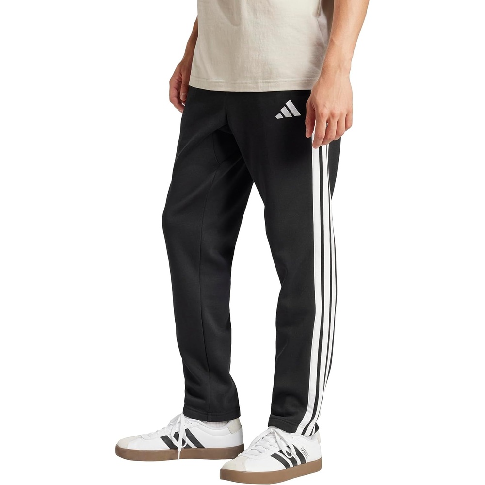 image:imageadidas Mens Essentials Fleece Open Hem 3Stripes PantsBlackWhite