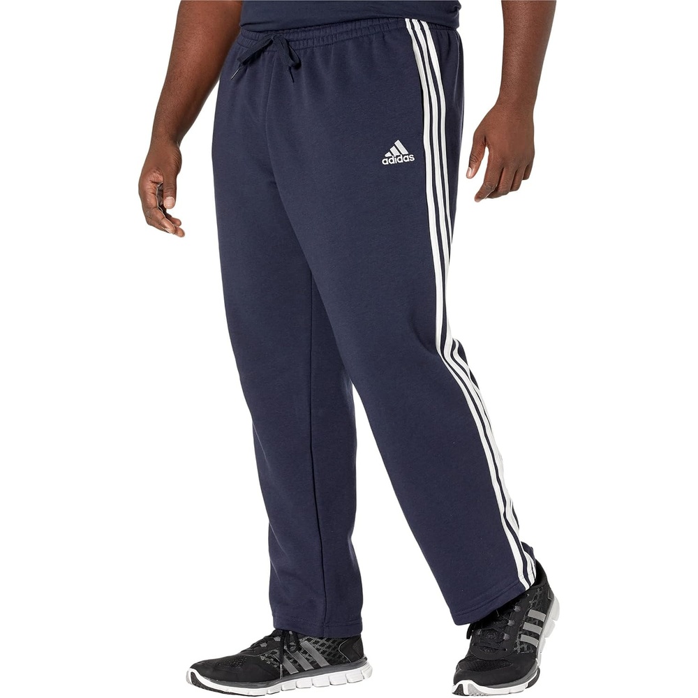 image:imageadidas Mens Essentials Fleece Open Hem 3Stripes PantsLegend Ink2021
