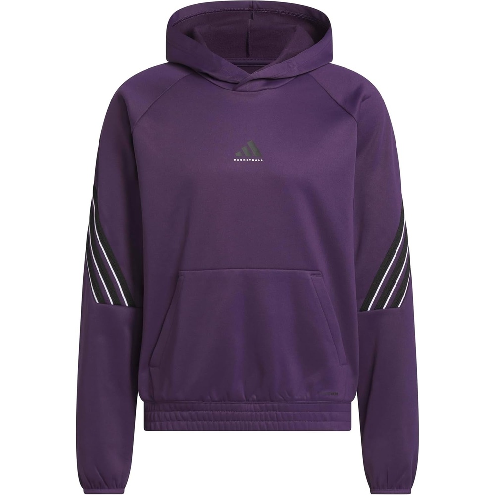 image:imageadidas Mens Select Foundation Fleece Basketball HoodieAurora PlumBlack