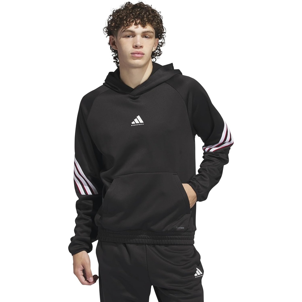 image:imageadidas Mens Select Foundation Fleece Basketball HoodieBlackWhite