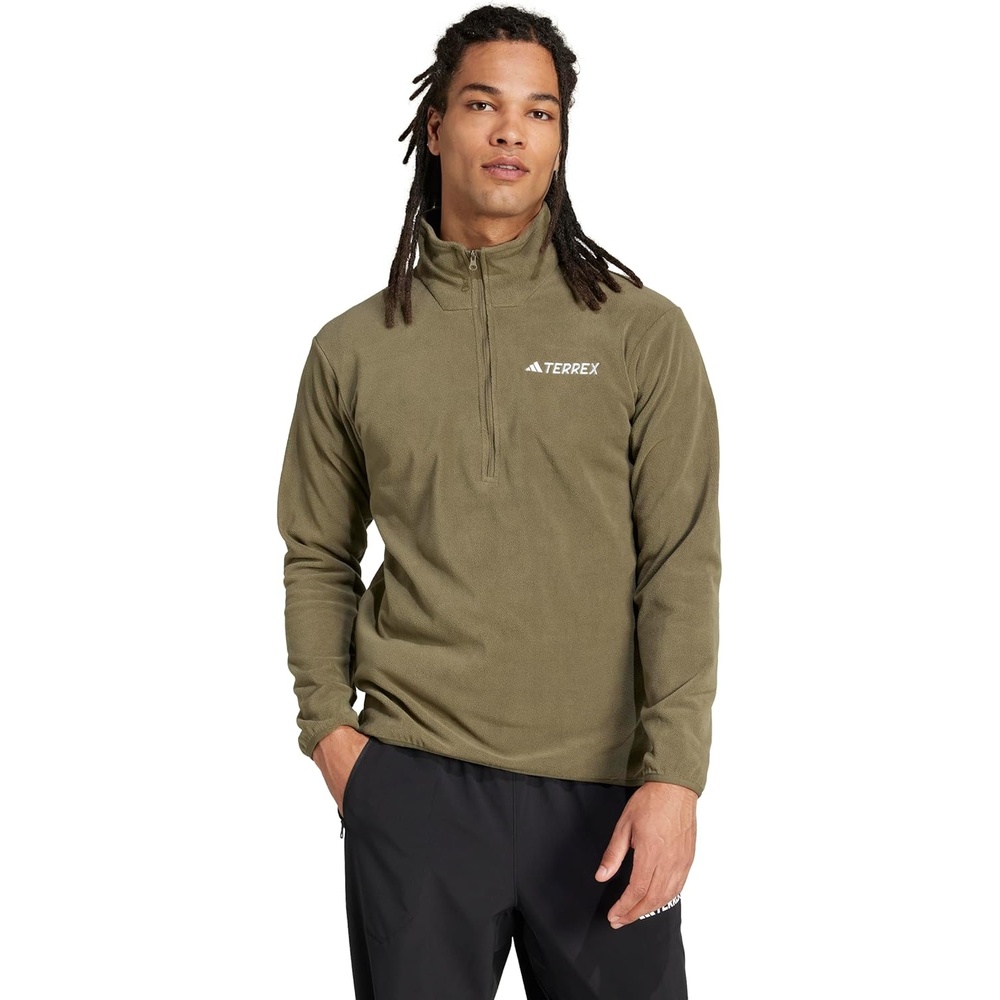 image:imageadidas Mens Terrex Multi Essentials Halfzip Fleece Hiking JacketOlive Strata