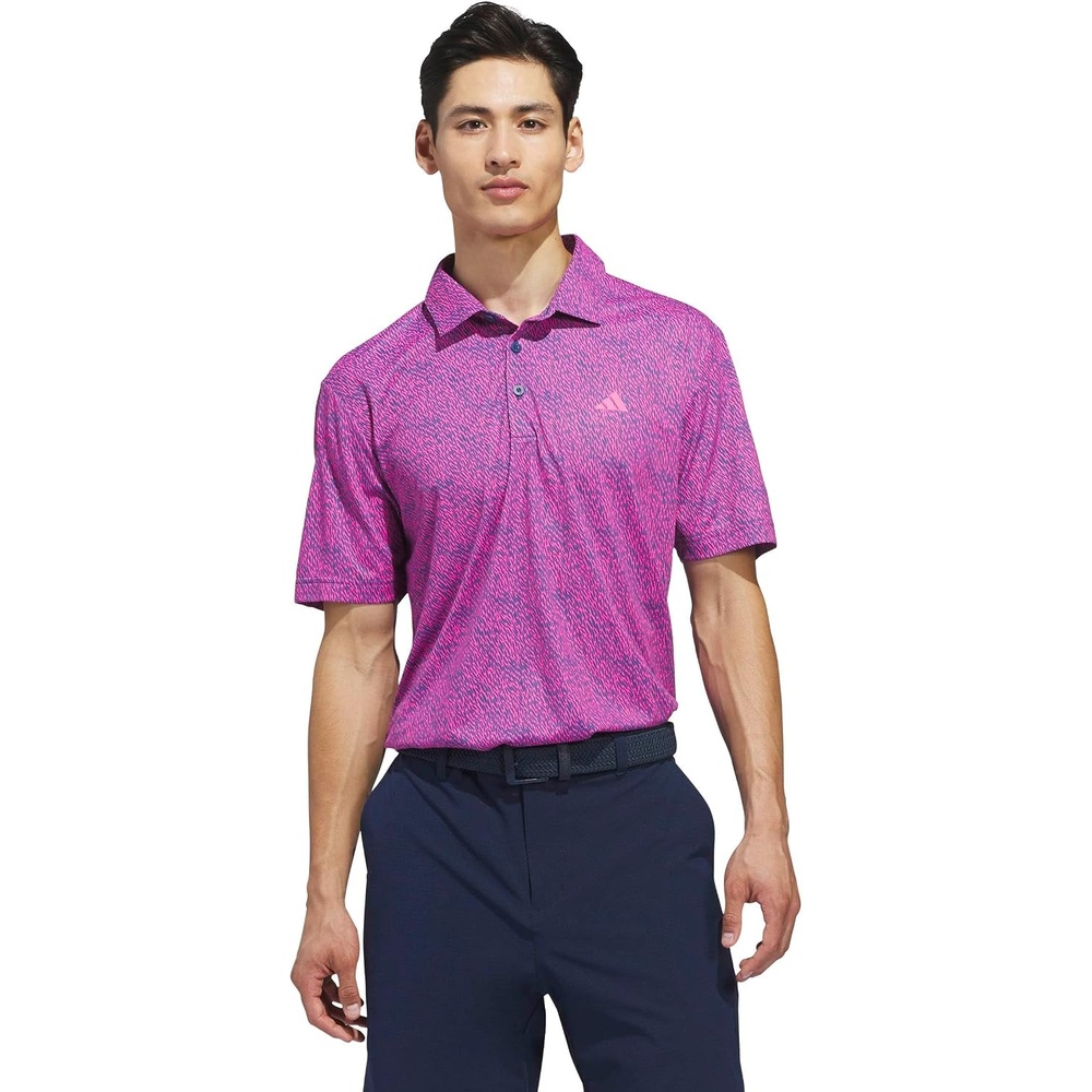 image:imageadidas Mens Ultimate365 Feather Print Polo ShirtLucid Pink  Dusky Petrol