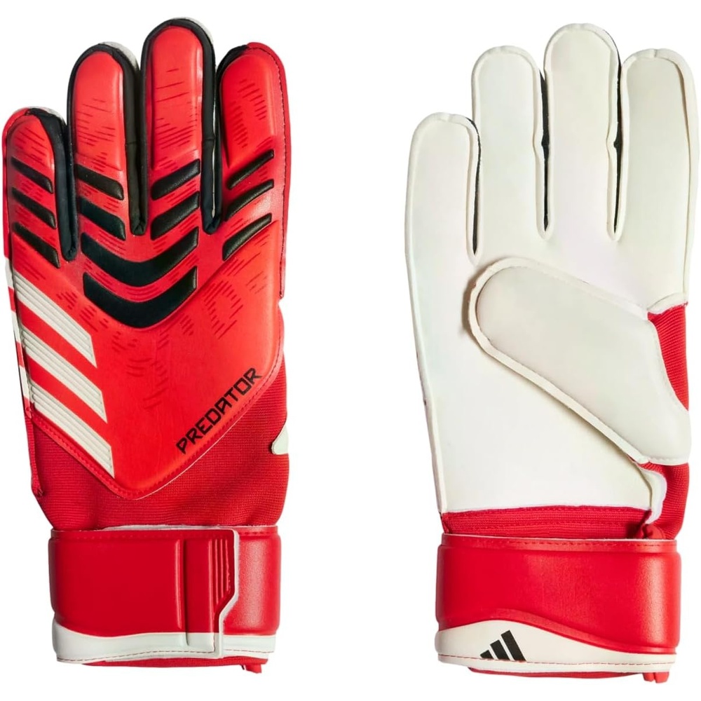 image:imageadidas Predator Match Goalkeeper Gloves Cushioned Palm Flexible Backhand HalfWrap Wrist StrapPure RubyLucid RedBlack