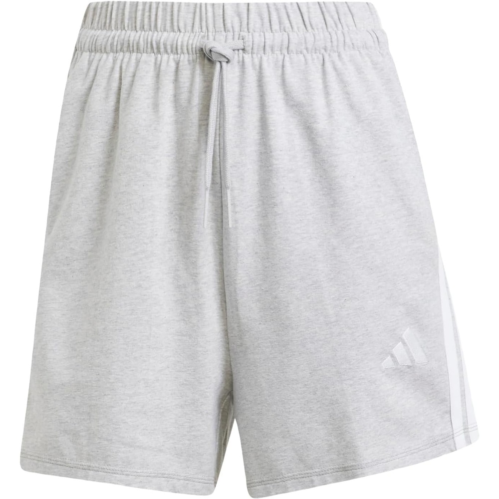 image:imageadidas Womens Essentials 3Stripes Cotton ShortsLight Grey Heather White