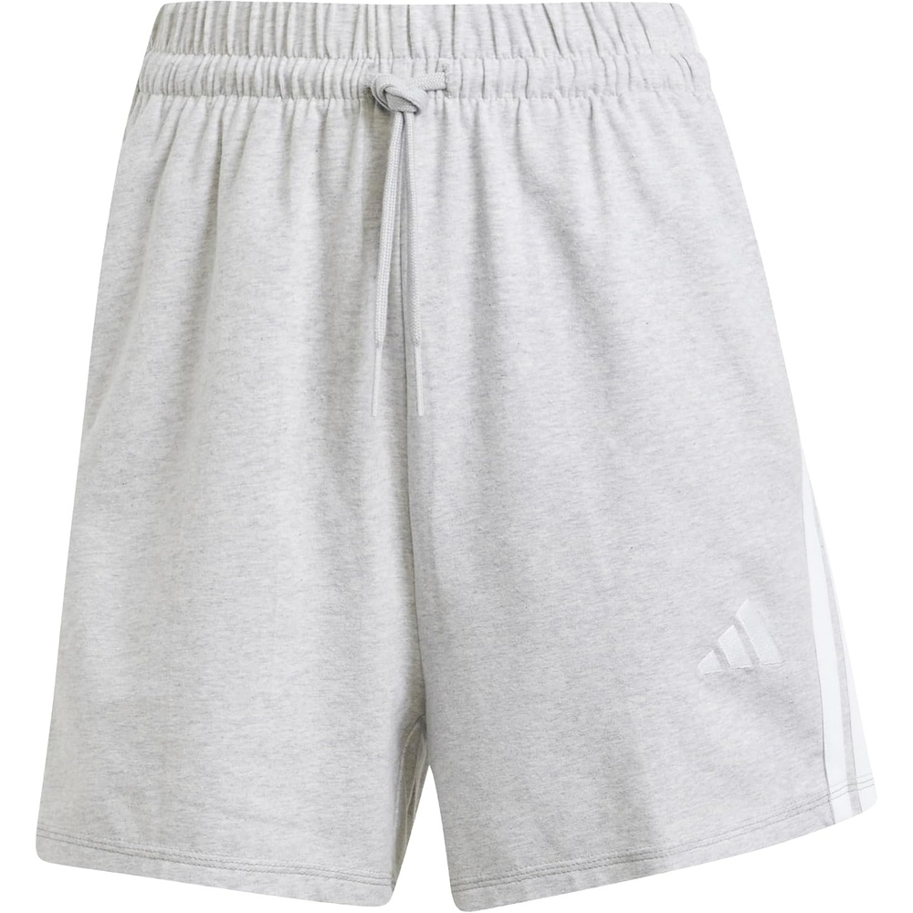 image:imageadidas Womens Essentials 3Stripes Cotton ShortsLight Grey HeatherWhite