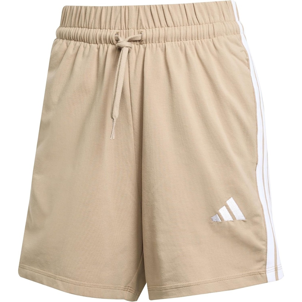 image:imageadidas Womens Essentials 3Stripes Cotton ShortsWarm SandstoneWhite