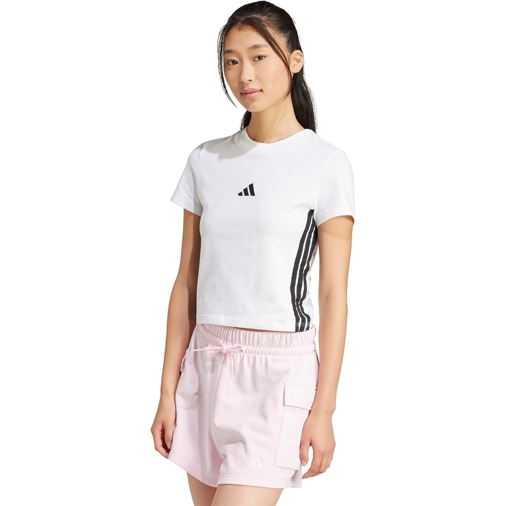 image:imageadidas Womens Essentials 3Stripes Slim Baby TShirtWhiteBlack