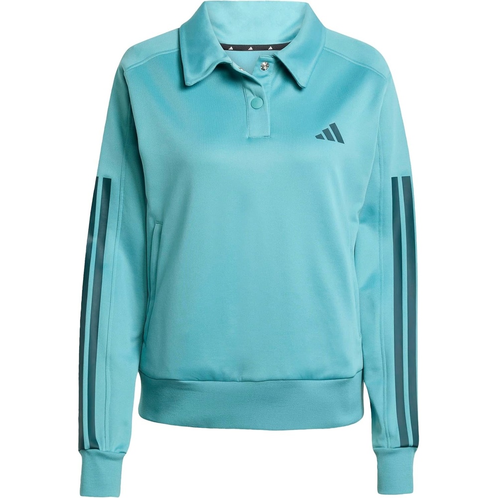 image:imageadidas Womens Iconic 3stripes Snap Track TopPowder TealAurora Ivy