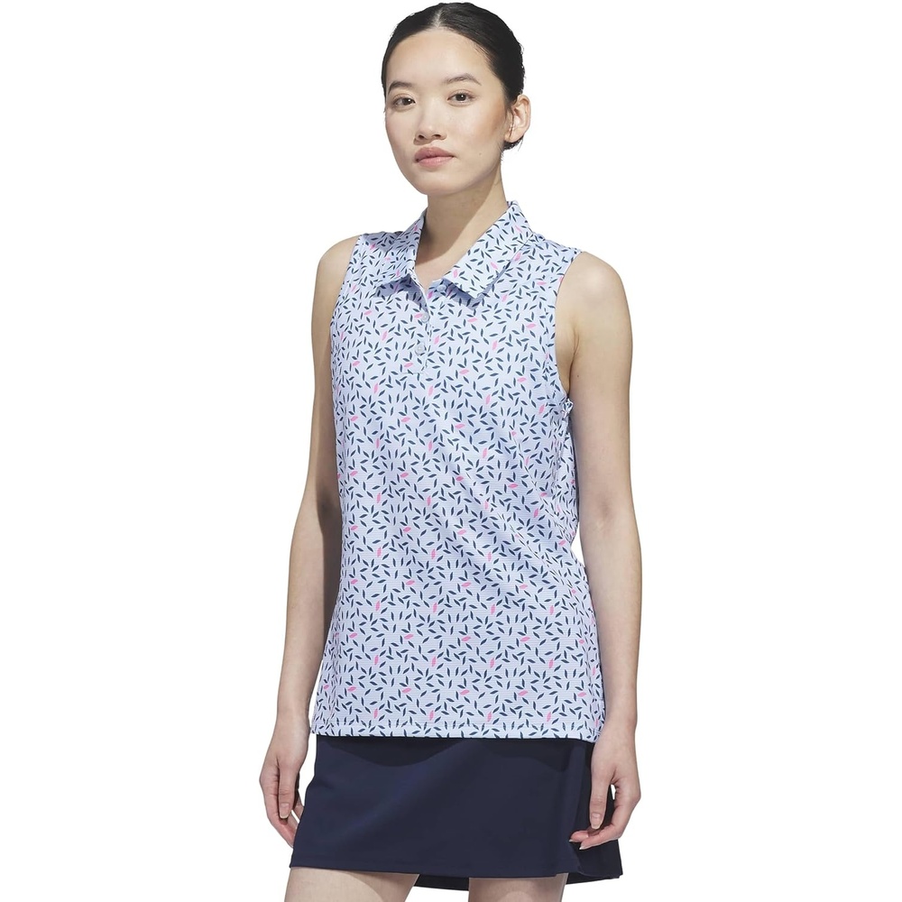 image:imageadidas Womens Ultimate365 Printed Ottoman Sleeveless PoloCrystal Sky