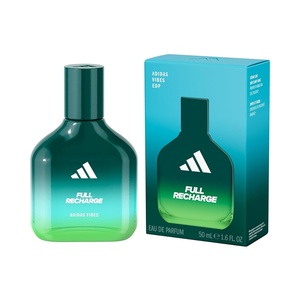 Adidas Vibes Full Recharge Eau de Parfum 1.6 fl oz (Pack of 1), Notes of Fougere, Cedar, and Sage, Unisex Fragrance, Long Lasting, Sporty Fragrance, Travel Size(Eau de Parfum – Full Recharge)