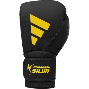 Adidas x Anderson Silva Everyday Use Boxing Gloves – Versatile Fitness Gear with PU Outer Shell and Injection Molded Foam(Black/Black/Yellow/Camo)