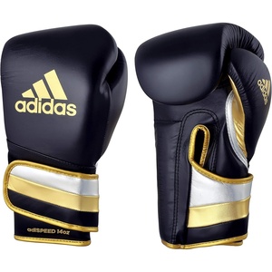 adidas Adi-Speed 501 Pro Kickboxing & Boxing Gloves for Men & Women – Leather Training Gloves for Heavy Bag, Sparring & Fitness(MET BLACK/SILVER/GOLD)