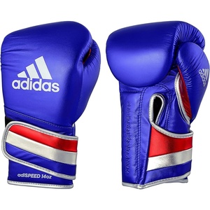 adidas Adi-Speed 501 Pro Kickboxing & Boxing Gloves for Men & Women – Leather Training Gloves for Heavy Bag, Sparring & Fitness(MET BLUE/RED/SILVER)