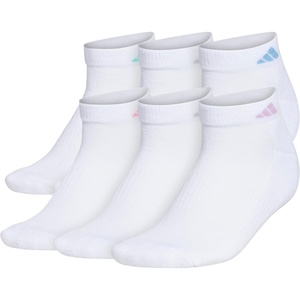adidas Athletic 6-Pack Low Cut Socks(White/Clear Sky Blue/Bliss Lilac Purple)