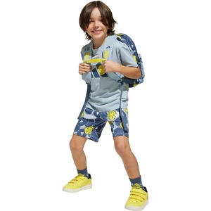 adidas Kids’ Smiley World Shorts Summer Set(Wonder Blue/Preloved Ink/Bright Yellow/White)