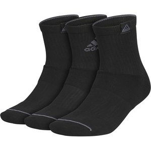 adidas Men’s Cushioned High Quarter Socks (3 Pairs) Durable & Comfortable(Black/Onix Grey/3)