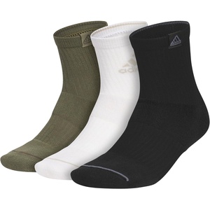 adidas Men’s Cushioned High Quarter Socks (3 Pairs) Durable & Comfortable(Olive Strata Green/Alumina Beige/Black/3)