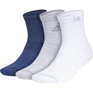 adidas Men’s Cushioned High Quarter Socks (3 Pairs) Durable & Comfortable(Tech Indigo Blue/Cool Light Heather/White/3)