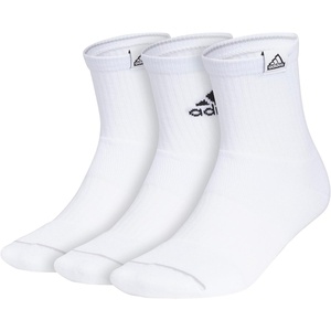 adidas Men’s Cushioned High Quarter Socks (3 Pairs) Durable & Comfortable(White/Black/3)